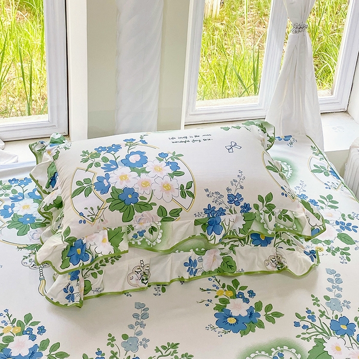 91家纺网 家纺一手货源 找家纺 雨彤家纺 2025新款韩式公主风亲肤斜纹枕套 公主风-灵若花谷