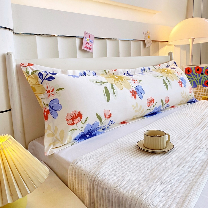 芯宜佳 2025新款小清新斜纹印花双人枕套 水榭花都