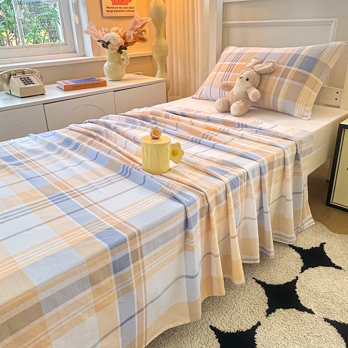 91家纺网 家纺一手货源 找家纺 雨彤家纺 2025条纹水洗棉学生宿舍床单单床单床单单件 科曼格