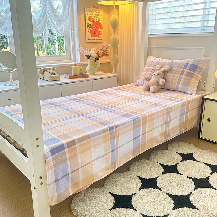 91家纺网 家纺一手货源 找家纺 雨彤家纺 2025条纹水洗棉学生宿舍床单单床单床单单件 科曼格