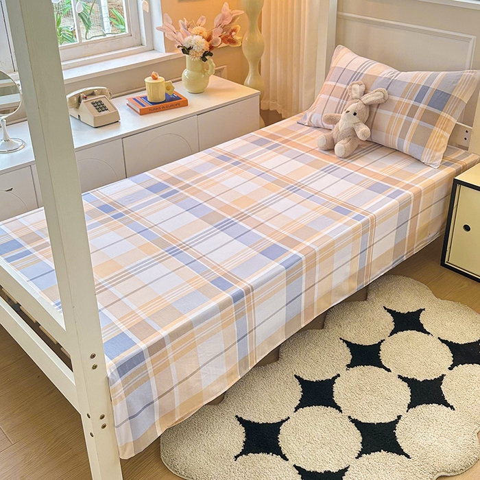 91家纺网 家纺一手货源 找家纺 雨彤家纺 2025条纹水洗棉学生宿舍床单单床单床单单件 科曼格