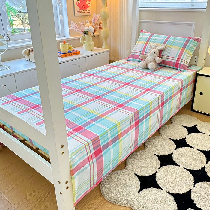 91家纺网 家纺一手货源 找家纺 雨彤家纺 2025条纹水洗棉学生宿舍床单单床单床单单件 春彩格