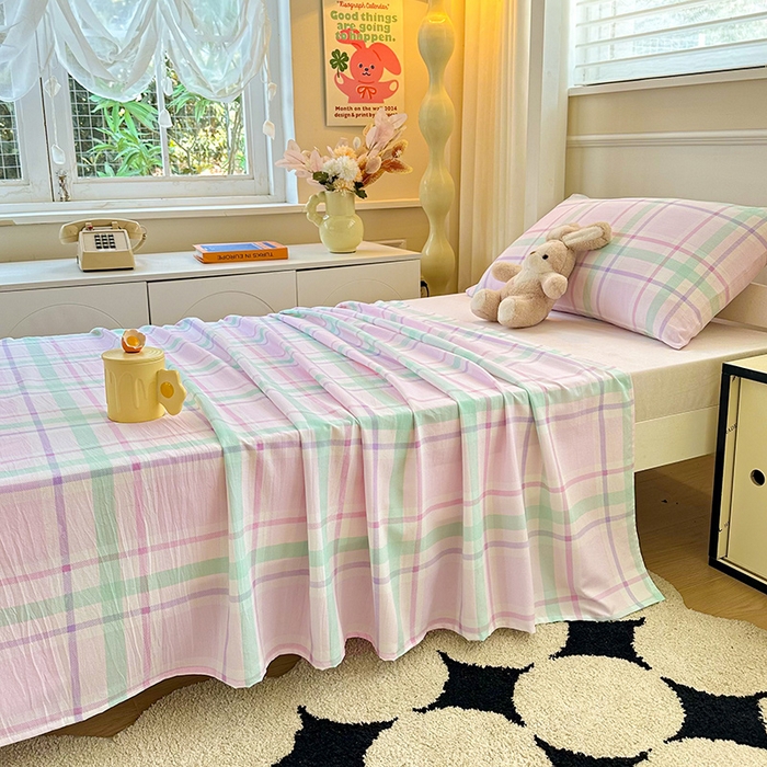 91家纺网 家纺一手货源 找家纺 雨彤家纺 2025条纹水洗棉学生宿舍床单单床单床单单件 百川-红