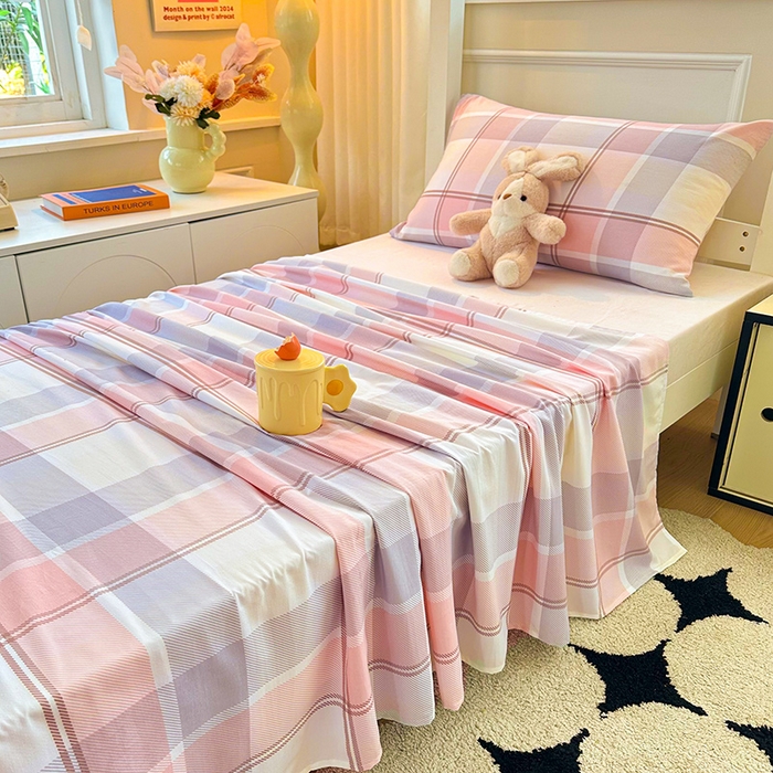 91家纺网 家纺一手货源 找家纺 雨彤家纺 2025条纹水洗棉学生宿舍床单单床单床单单件 爱诺格