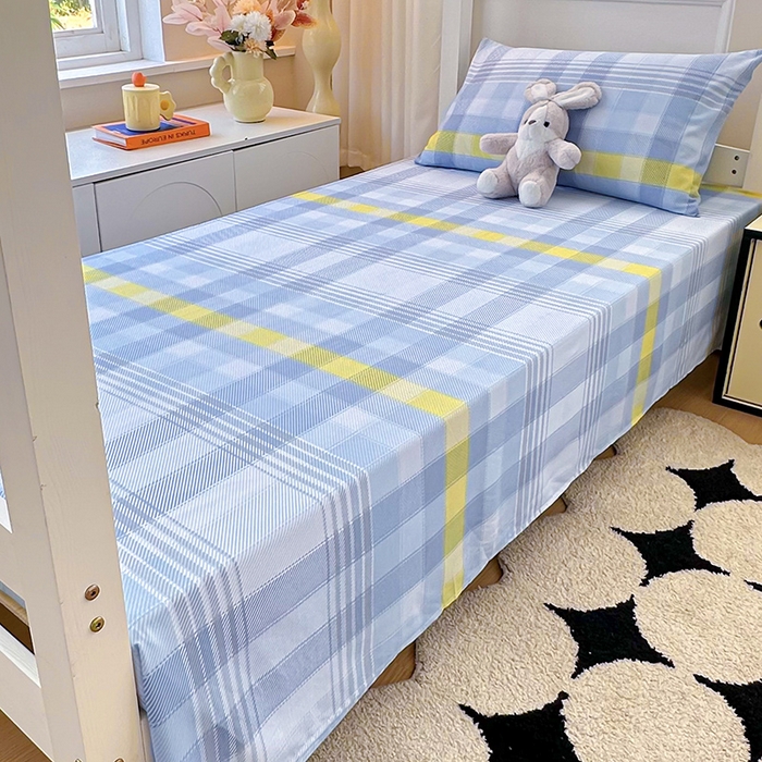 91家纺网 家纺一手货源 找家纺 雨彤家纺 2025条纹水洗棉学生宿舍床单单床单床单单件 安格尔-蓝