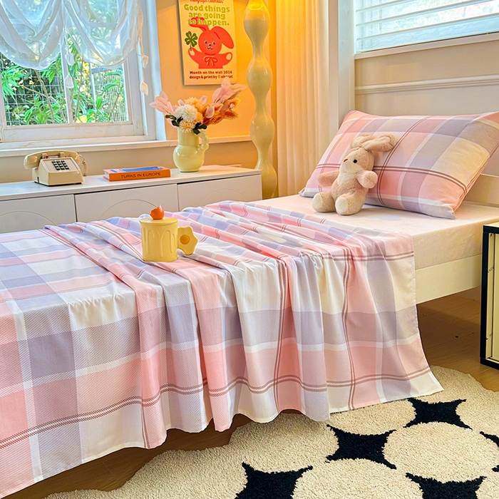 91家纺网 家纺一手货源 找家纺 雨彤家纺 2025条纹水洗棉学生宿舍床单单床单床单单件 爱诺格