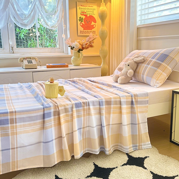 91家纺网 家纺一手货源 找家纺 雨彤家纺 2025条纹水洗棉学生宿舍床单单床单床单单件 科曼格