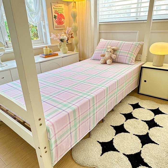 91家纺网 家纺一手货源 找家纺 雨彤家纺 2025条纹水洗棉学生宿舍床单单床单床单单件 百川-红