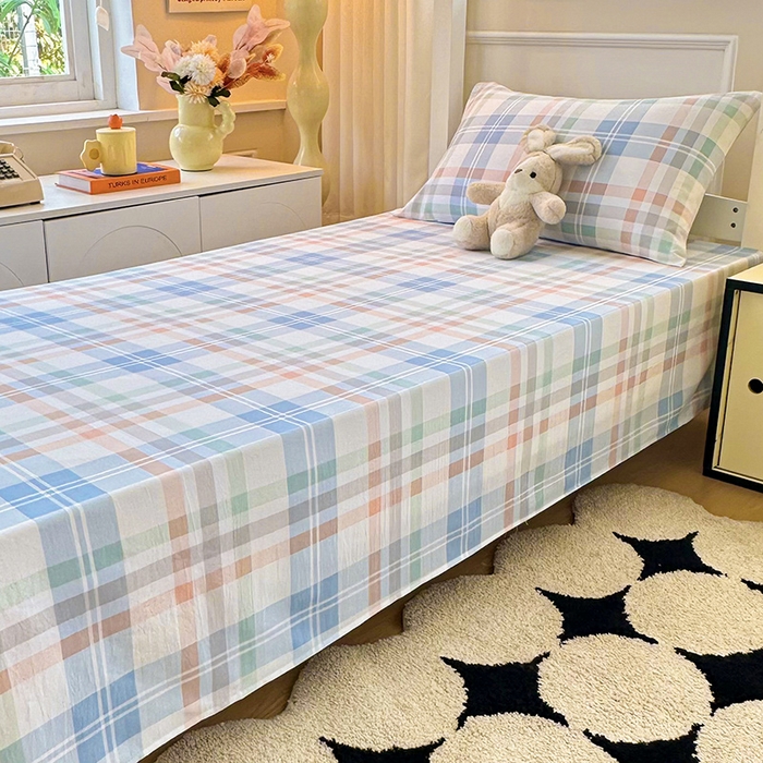 91家纺网 家纺一手货源 找家纺 雨彤家纺 2025条纹水洗棉学生宿舍床单单床单床单单件 索尔