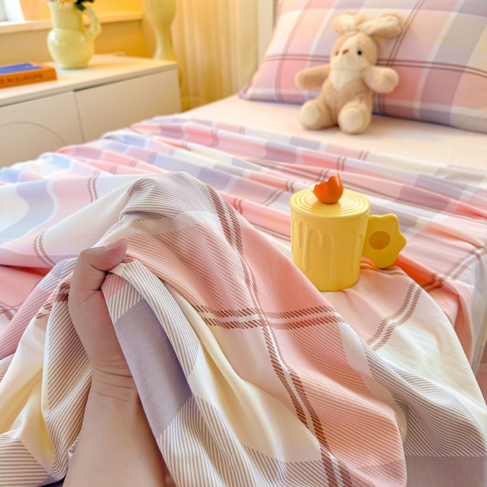 91家纺网 家纺一手货源 找家纺 雨彤家纺 2025条纹水洗棉学生宿舍床单单床单床单单件 爱诺格