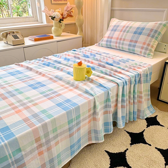 91家纺网 家纺一手货源 找家纺 雨彤家纺 2025条纹水洗棉学生宿舍床单单床单床单单件 索尔