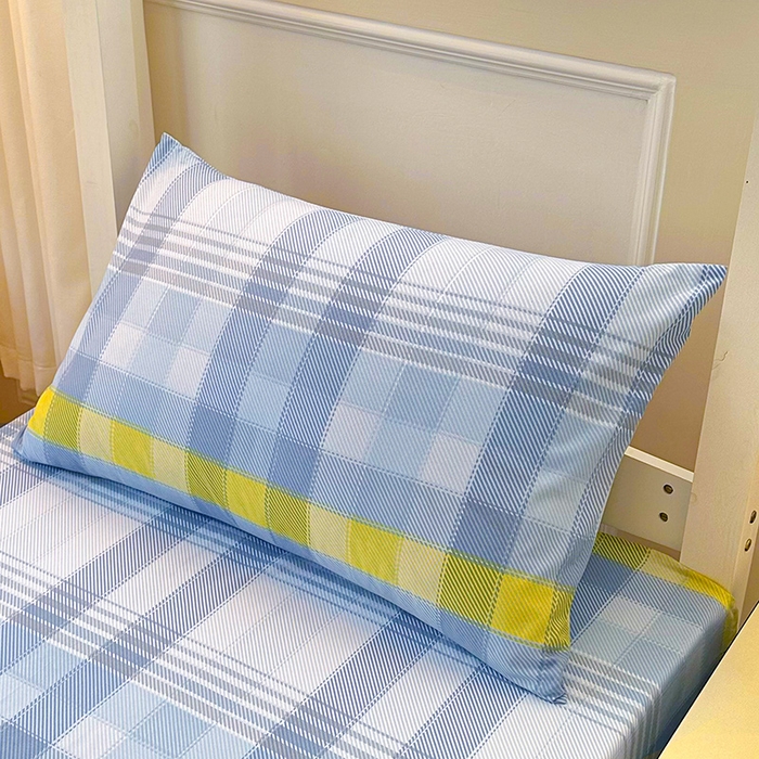 91家纺网 家纺一手货源 找家纺 雨彤家纺 2025条纹水洗棉学生宿舍床单单床单床单单件 安格尔-蓝