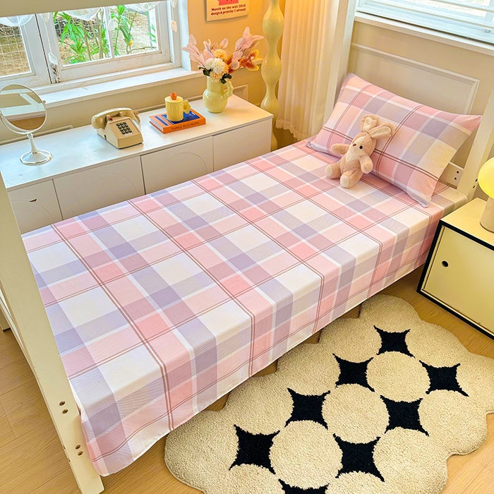 91家纺网 家纺一手货源 找家纺 雨彤家纺 2025条纹水洗棉学生宿舍床单单床单床单单件 爱诺格