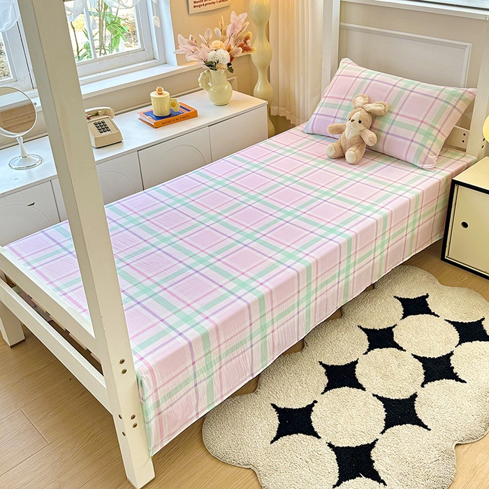 91家纺网 家纺一手货源 找家纺 雨彤家纺 2025条纹水洗棉学生宿舍床单单床单床单单件 百川-红