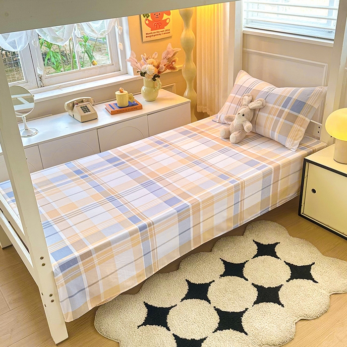 91家纺网 家纺一手货源 找家纺 雨彤家纺 2025条纹水洗棉学生宿舍床单单床单床单单件 科曼格