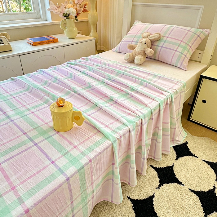 91家纺网 家纺一手货源 找家纺 雨彤家纺 2025条纹水洗棉学生宿舍床单单床单床单单件 百川-红