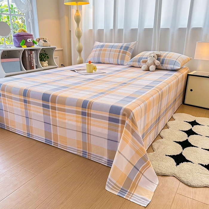 91家纺网 家纺一手货源 找家纺 雨彤家纺 2025条纹水洗棉学生宿舍床单单床单床单单件 科曼格