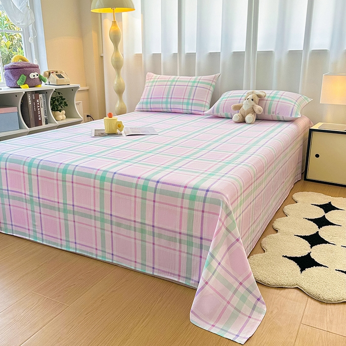 91家纺网 家纺一手货源 找家纺 雨彤家纺 2025条纹水洗棉学生宿舍床单单床单床单单件 百川-红