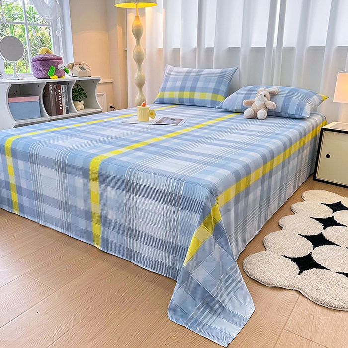 91家纺网 家纺一手货源 找家纺 雨彤家纺 2025条纹水洗棉学生宿舍床单单床单床单单件 安格尔-蓝