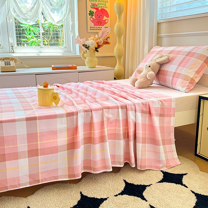 91家纺网 家纺一手货源 找家纺 雨彤家纺 2025条纹水洗棉学生宿舍床单单床单床单单件 曼迪格