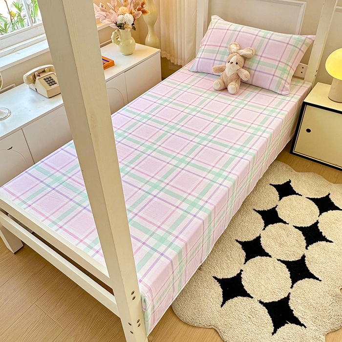 91家纺网 家纺一手货源 找家纺 雨彤家纺 2025条纹水洗棉学生宿舍床单单床单床单单件 百川-红