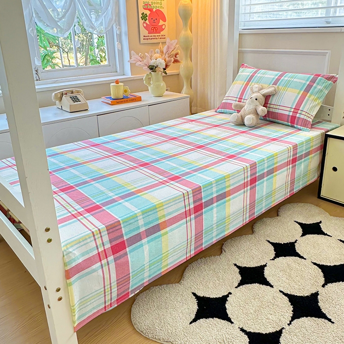 91家纺网 家纺一手货源 找家纺 雨彤家纺 2025条纹水洗棉学生宿舍床单单床单床单单件 春彩格