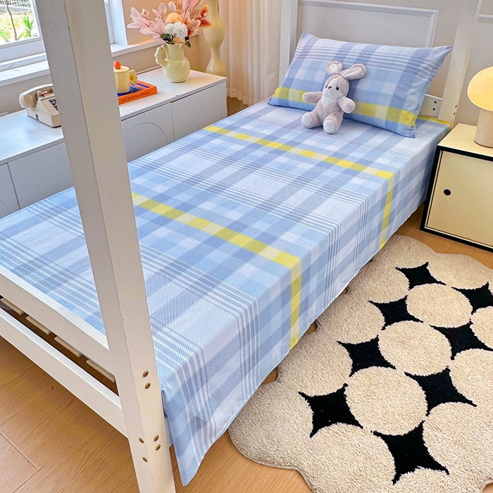 91家纺网 家纺一手货源 找家纺 雨彤家纺 2025条纹水洗棉学生宿舍床单单床单床单单件 安格尔-蓝