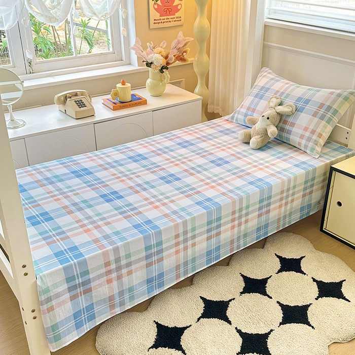 91家纺网 家纺一手货源 找家纺 雨彤家纺 2025条纹水洗棉学生宿舍床单单床单床单单件 索尔