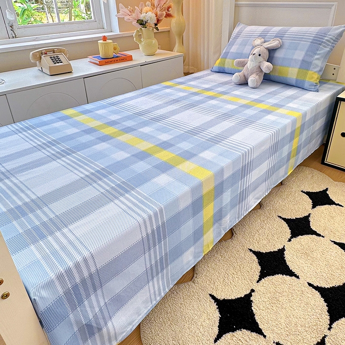 91家纺网 家纺一手货源 找家纺 雨彤家纺 2025条纹水洗棉学生宿舍床单单床单床单单件 安格尔-蓝