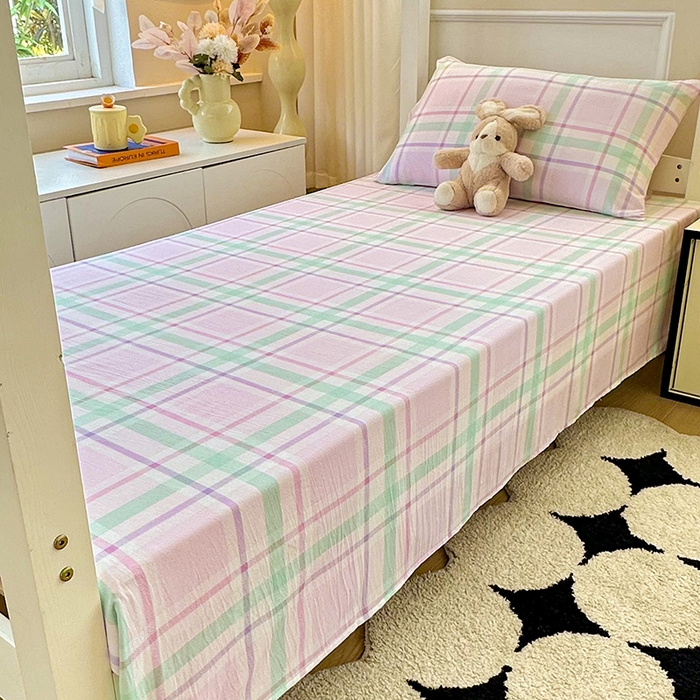 91家纺网 家纺一手货源 找家纺 雨彤家纺 2025条纹水洗棉学生宿舍床单单床单床单单件 百川-红