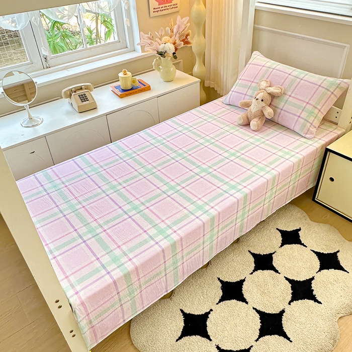 91家纺网 家纺一手货源 找家纺 雨彤家纺 2025条纹水洗棉学生宿舍床单单床单床单单件 百川-红