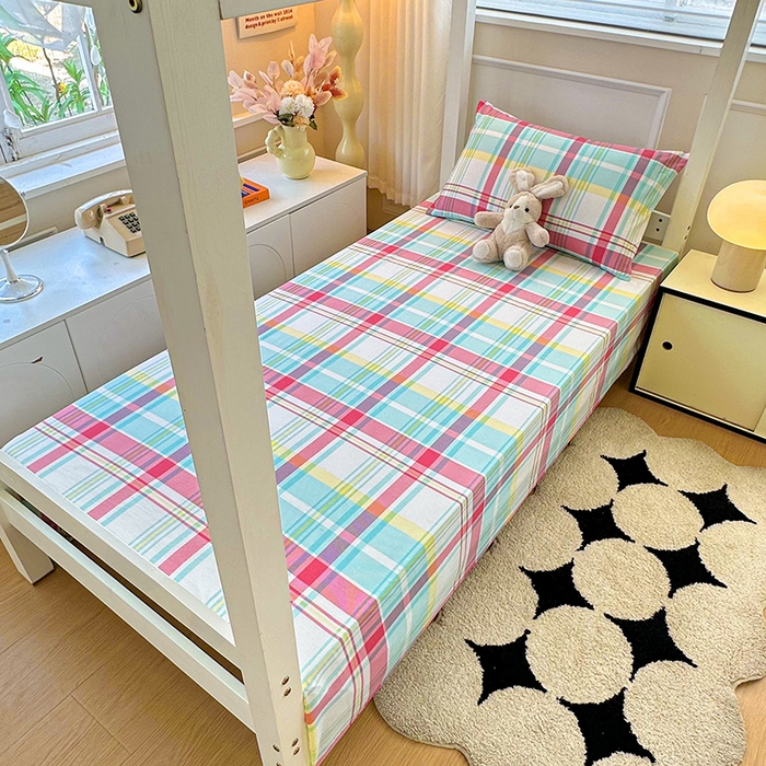 91家纺网 家纺一手货源 找家纺 雨彤家纺 2025条纹水洗棉学生宿舍床单单床单床单单件 春彩格