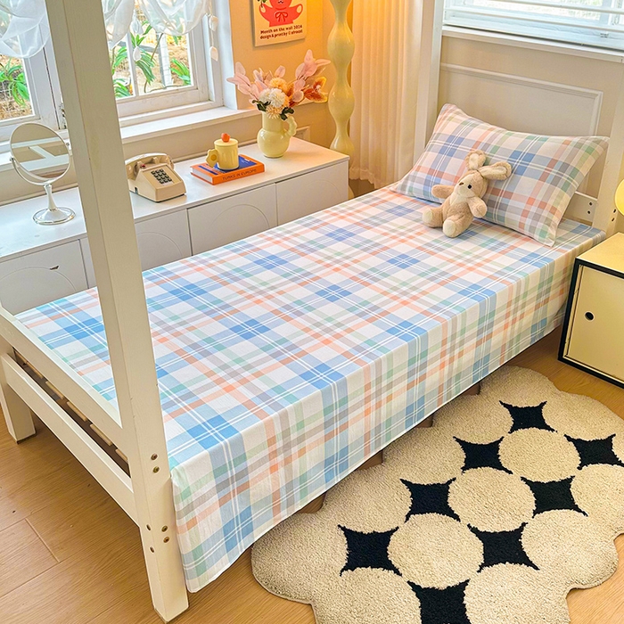 91家纺网 家纺一手货源 找家纺 雨彤家纺 2025条纹水洗棉学生宿舍床单单床单床单单件 索尔