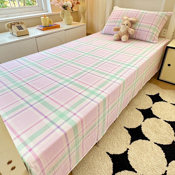 91家纺网 家纺一手货源 找家纺 雨彤家纺 2025条纹水洗棉学生宿舍床单单床单床单单件 百川-红