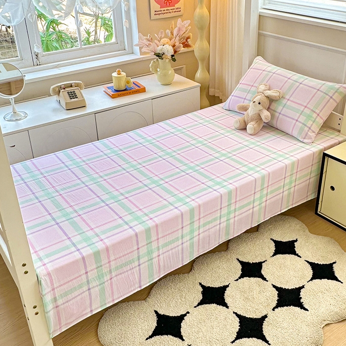 91家纺网 家纺一手货源 找家纺 雨彤家纺 2025条纹水洗棉学生宿舍床单单床单床单单件 百川-红