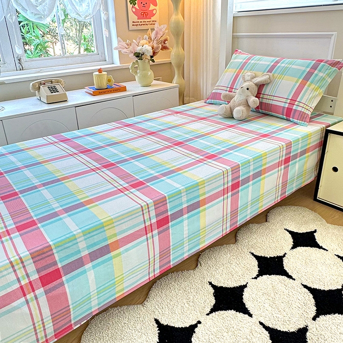 91家纺网 家纺一手货源 找家纺 雨彤家纺 2025条纹水洗棉学生宿舍床单单床单床单单件 春彩格