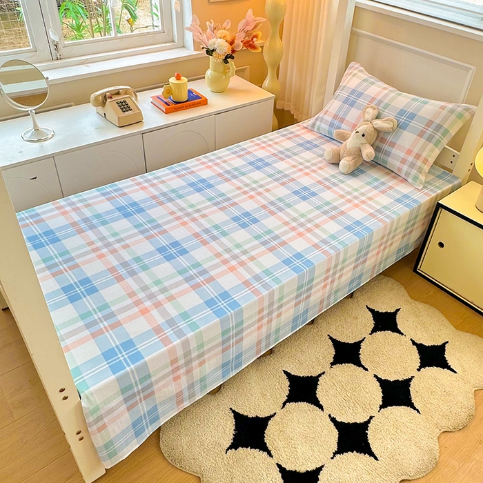 91家纺网 家纺一手货源 找家纺 雨彤家纺 2025条纹水洗棉学生宿舍床单单床单床单单件 索尔