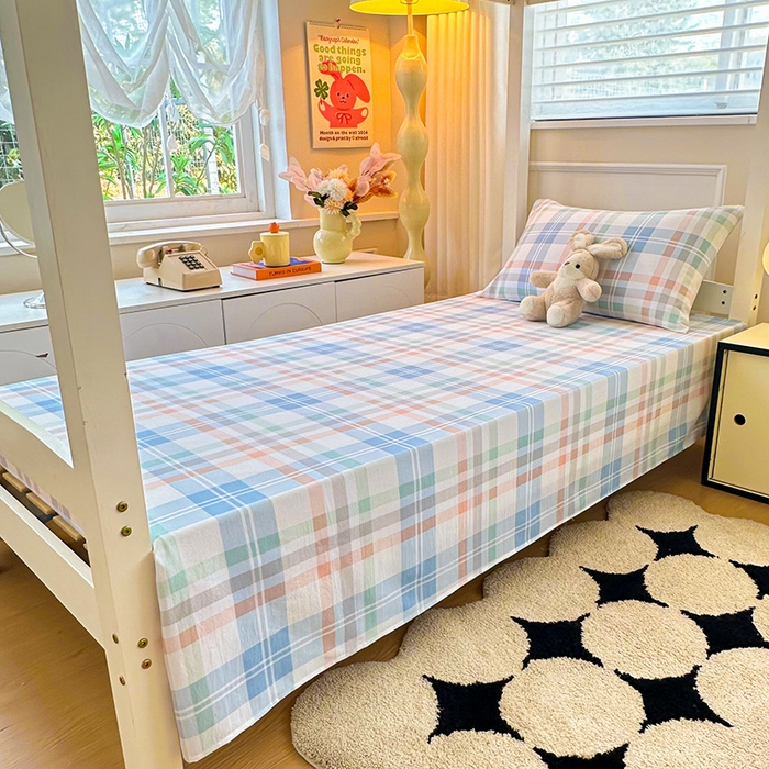 91家纺网 家纺一手货源 找家纺 雨彤家纺 2025条纹水洗棉学生宿舍床单单床单床单单件 索尔