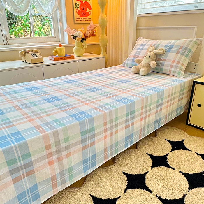 91家纺网 家纺一手货源 找家纺 雨彤家纺 2025条纹水洗棉学生宿舍床单单床单床单单件 索尔