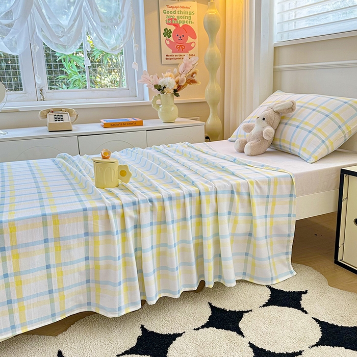 91家纺网 家纺一手货源 找家纺 雨彤家纺 2025条纹水洗棉学生宿舍床单单床单床单单件 格心生活