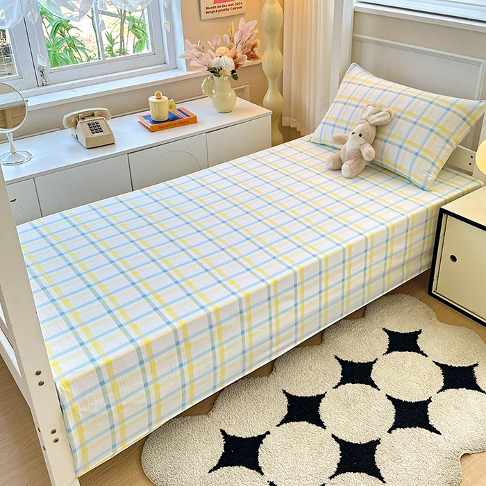 91家纺网 家纺一手货源 找家纺 雨彤家纺 2025条纹水洗棉学生宿舍床单单床单床单单件 格心生活