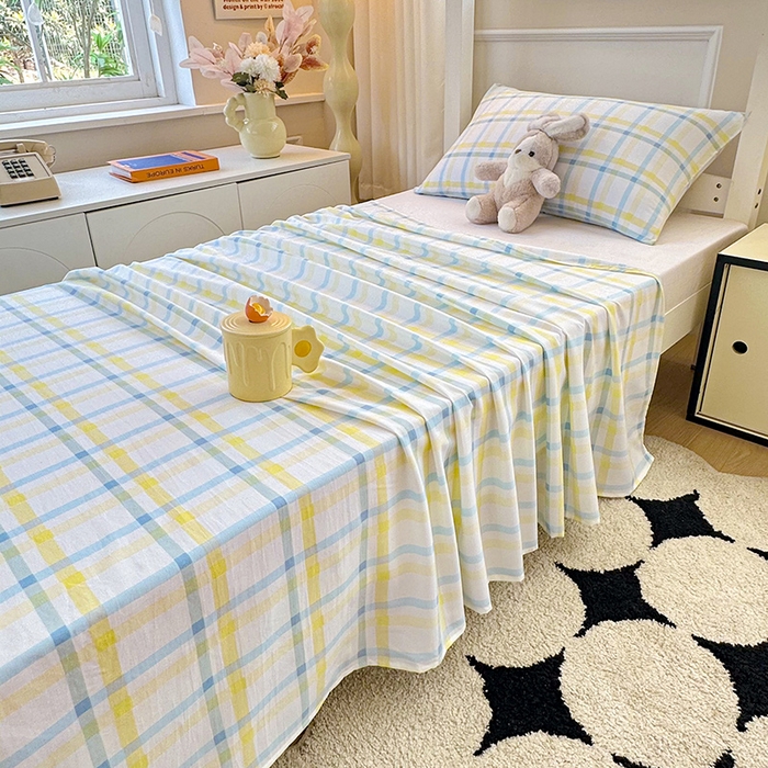 91家纺网 家纺一手货源 找家纺 雨彤家纺 2025条纹水洗棉学生宿舍床单单床单床单单件 格心生活