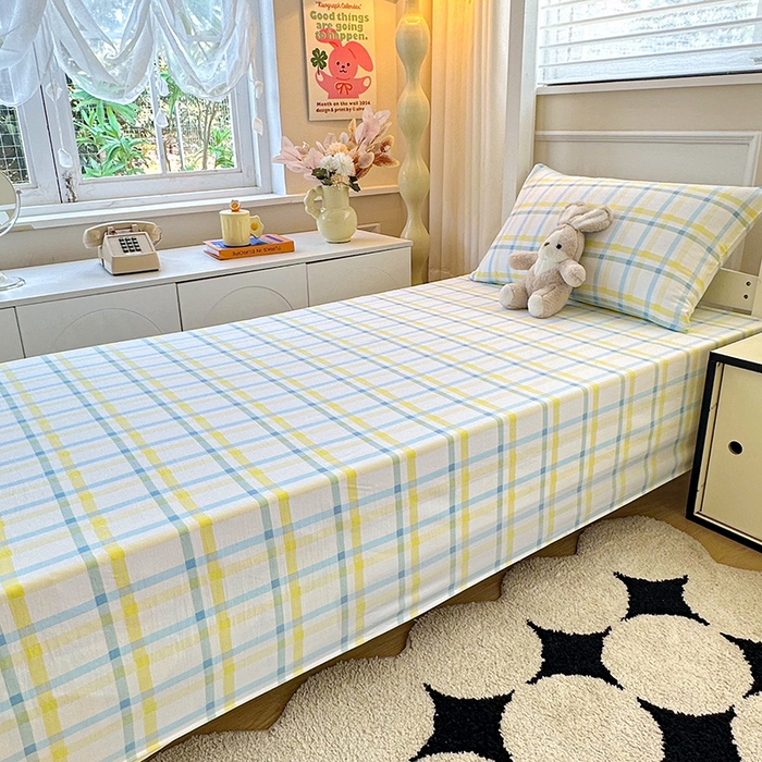 91家纺网 家纺一手货源 找家纺 雨彤家纺 2025条纹水洗棉学生宿舍床单单床单床单单件 格心生活