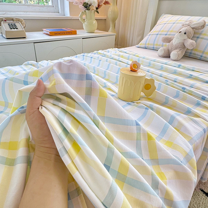 91家纺网 家纺一手货源 找家纺 雨彤家纺 2025条纹水洗棉学生宿舍床单单床单床单单件 格心生活