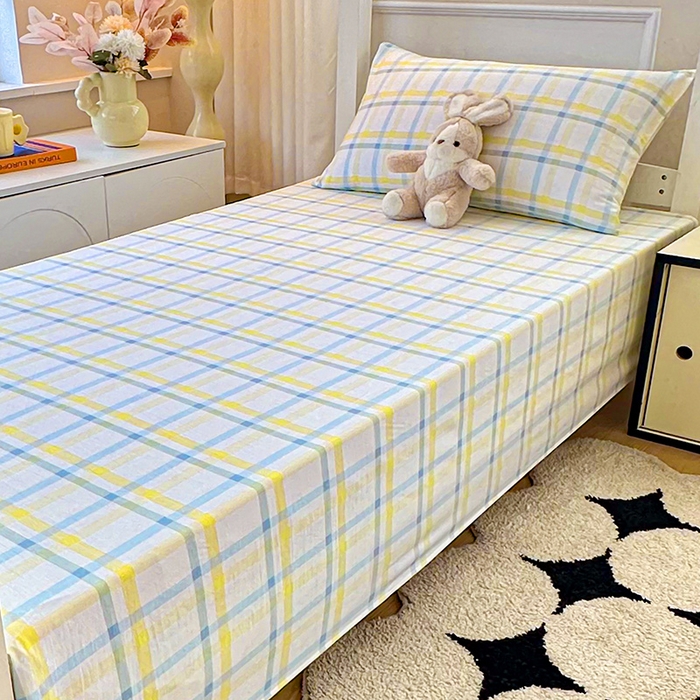 91家纺网 家纺一手货源 找家纺 雨彤家纺 2025条纹水洗棉学生宿舍床单单床单床单单件 格心生活