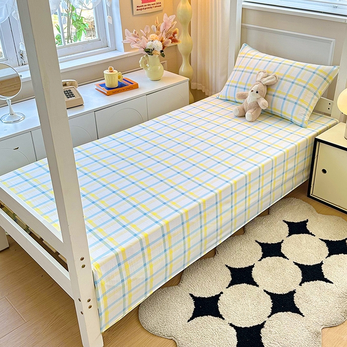 91家纺网 家纺一手货源 找家纺 雨彤家纺 2025条纹水洗棉学生宿舍床单单床单床单单件 格心生活