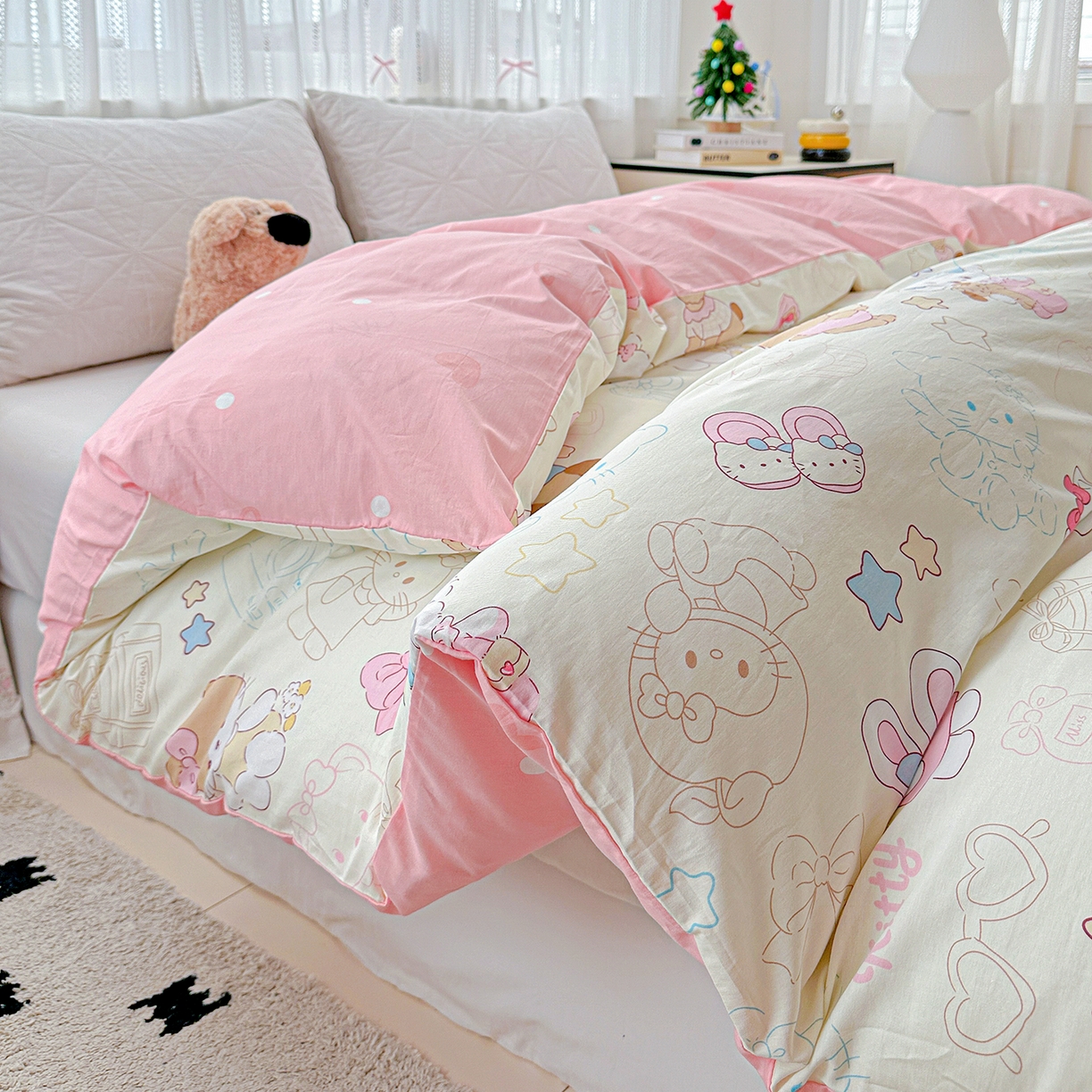 91家纺网 家纺一手货源 找家纺 恩泽家纺 2025新款全棉纯棉12868喷气印花系列被套单品被套单件单被套-第二批 凯蒂宝贝