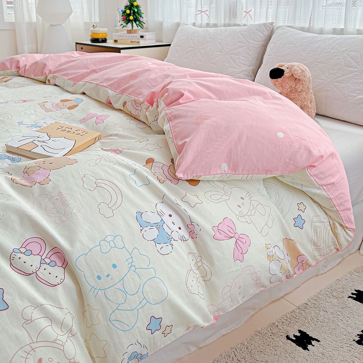 91家纺网 家纺一手货源 找家纺 恩泽家纺 2025新款全棉纯棉12868喷气印花系列被套单品被套单件单被套-第二批 凯蒂宝贝