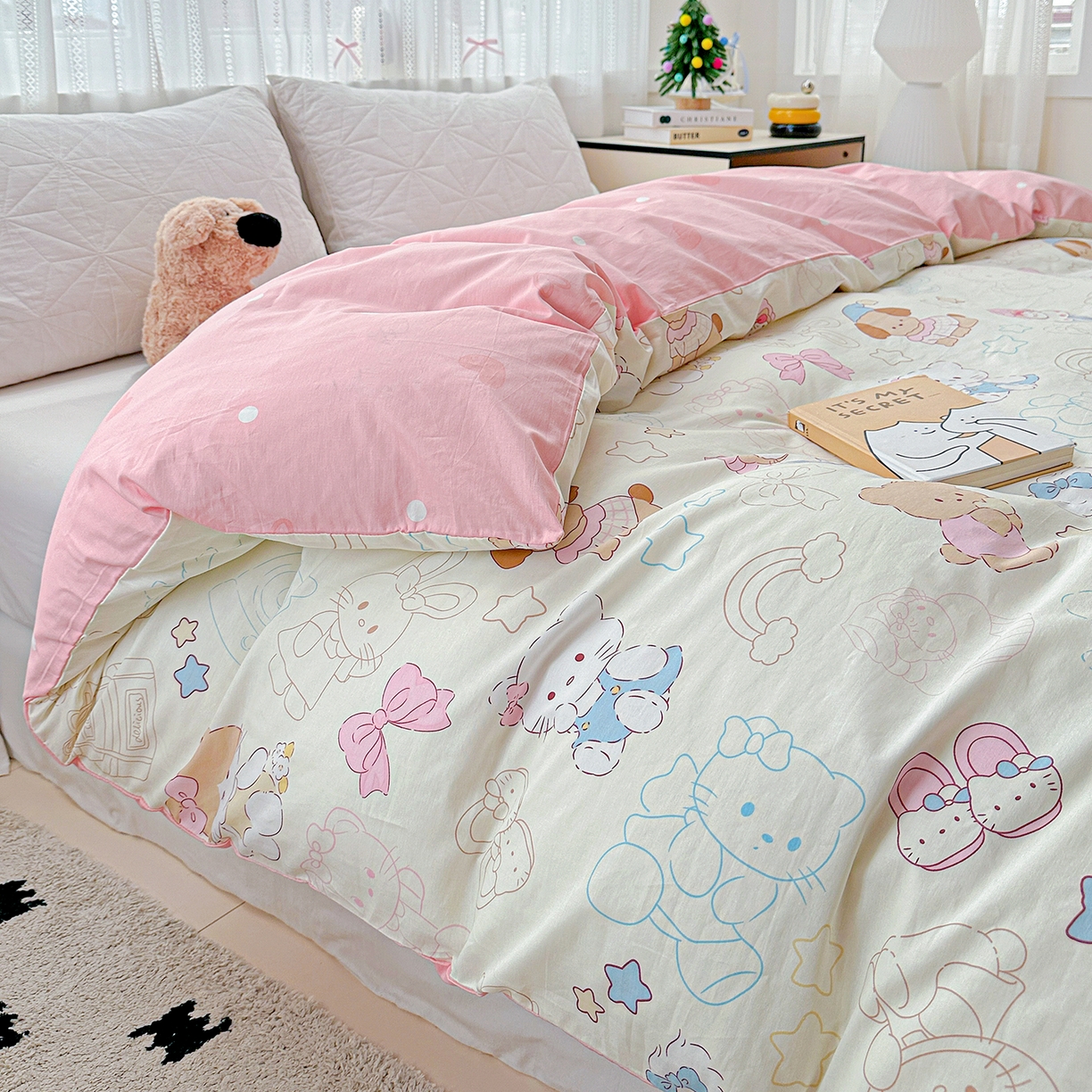 91家纺网 家纺一手货源 找家纺 恩泽家纺 2025新款全棉纯棉12868喷气印花系列被套单品被套单件单被套-第二批 凯蒂宝贝