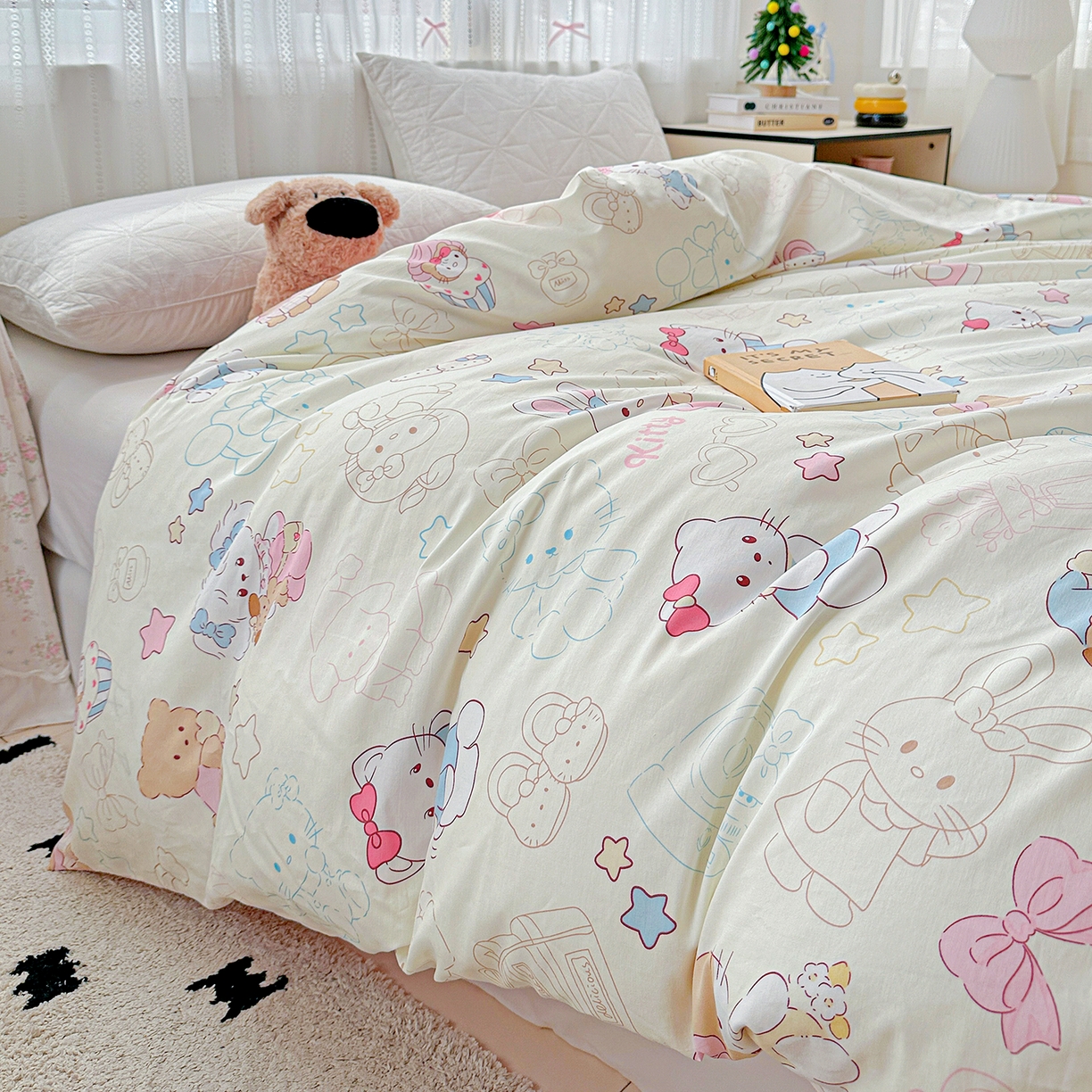 91家纺网 家纺一手货源 找家纺 恩泽家纺 2025新款全棉纯棉12868喷气印花系列被套单品被套单件单被套-第二批 凯蒂宝贝